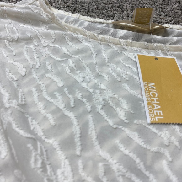Michael Kors blouse womens small White Sheer Tie bow Summer overlay Elegant - Picture 4 of 9